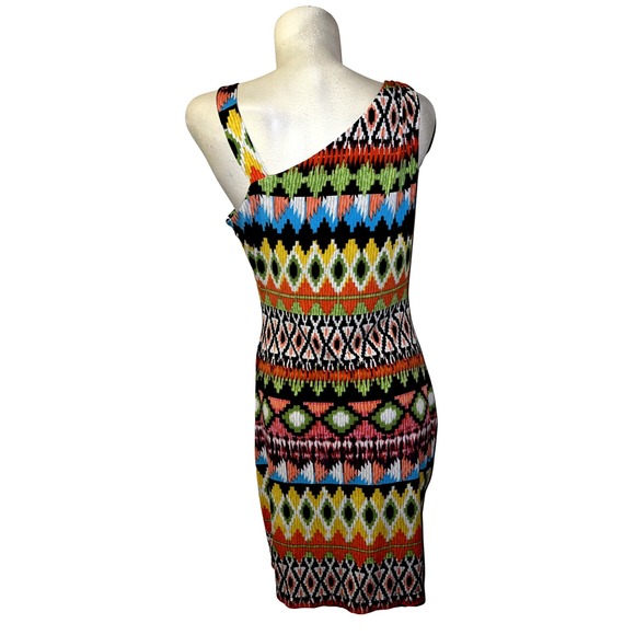 Calvin Klein Womens Multi Color Geometric Ikat Drape Neck Sheath Dress Size 10 - Picture 5 of 8